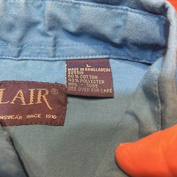 Vintage Blair Wild Mustangs Western Shirt Blue L - Picture 4 of 9